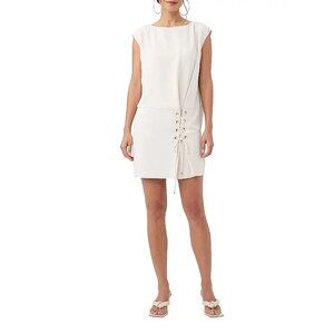 Trina Turk Pacifica Shift Boatneck Lace Up Dress Ecru Cream Size 2 NEW